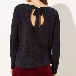 LOFT clip dot bow back top
